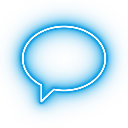 Neon blue speech bubble icon